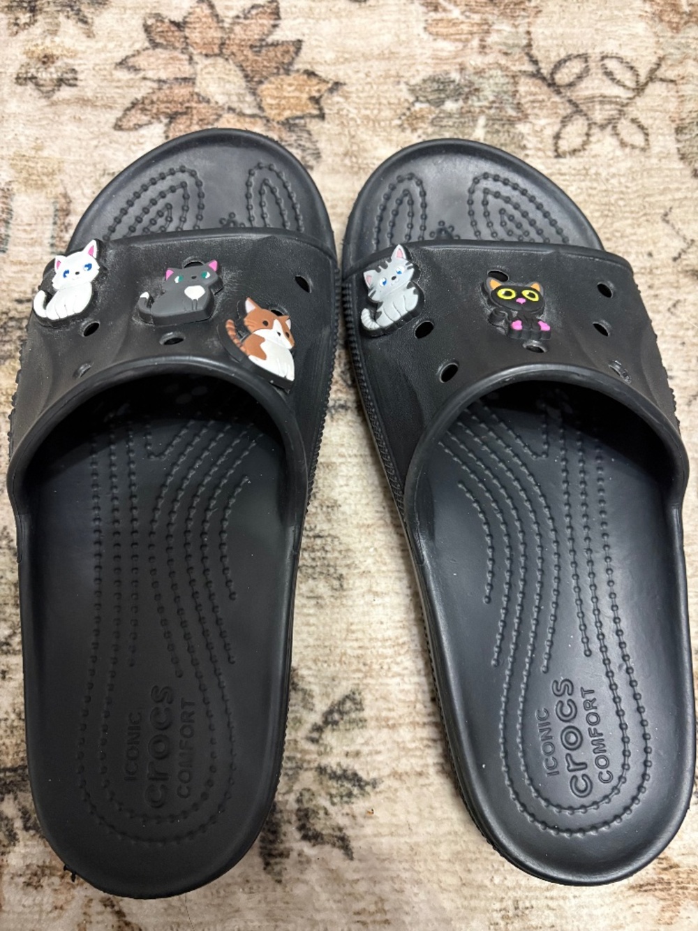 Women’s Black Crocs with Cat Charms